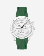 vertech  green rubber strap for omega snoopy mission to the moonphase on watch