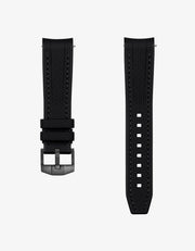 Black vertech rubber watch strap on a white background